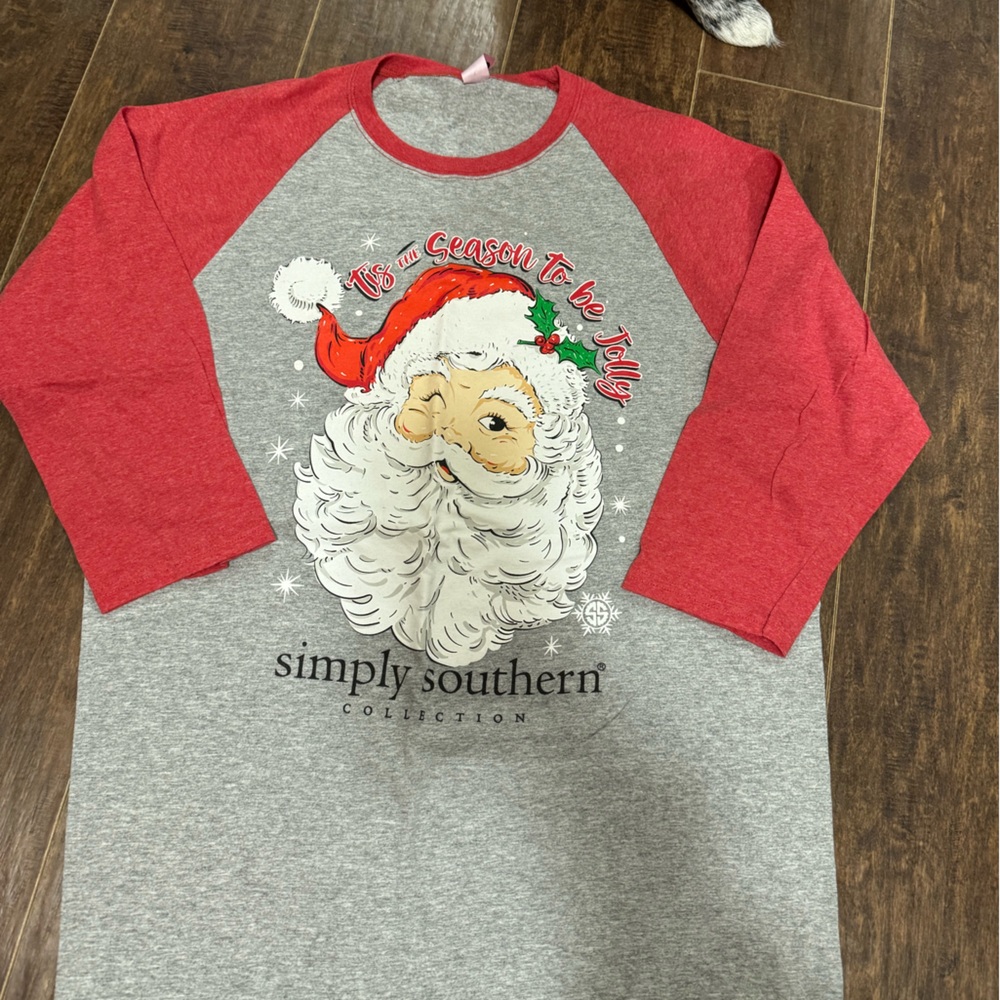 Simply Southern Gray and Red Santa Tee